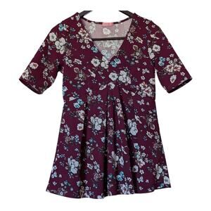 Hello Miz 3/4 Sleeve Maroon Floral Print Maternity Top M